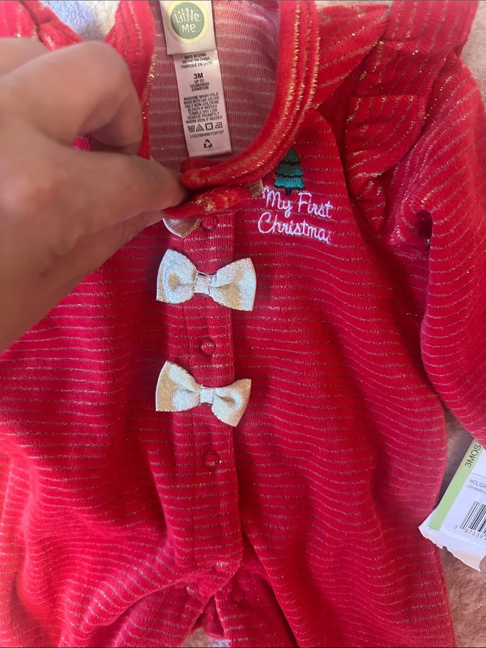 Little Me My First Christmas Footed One-Piece size 3 months. Nwt